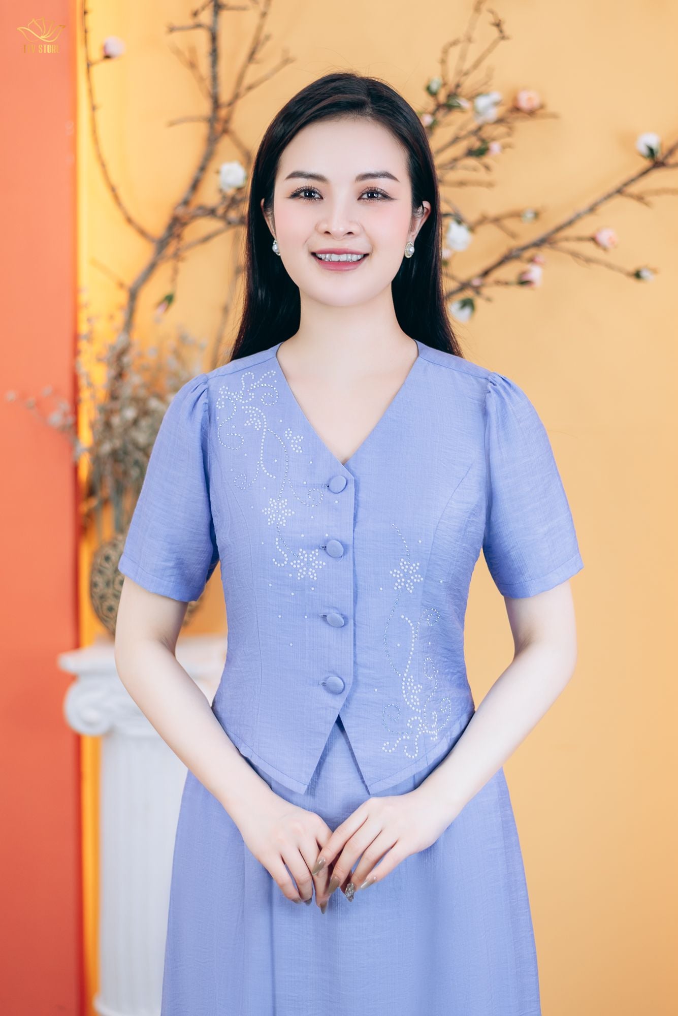 Chân váy - Khóa kéo sau bo chun hai bên lưng - CT - Tím cà - TTV1778