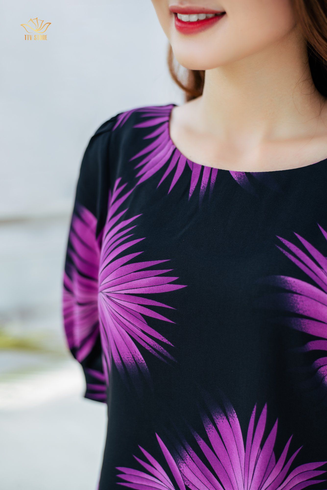 Áo - Cổ tròn tay lỡ - CT - Đen tím - TTV1167