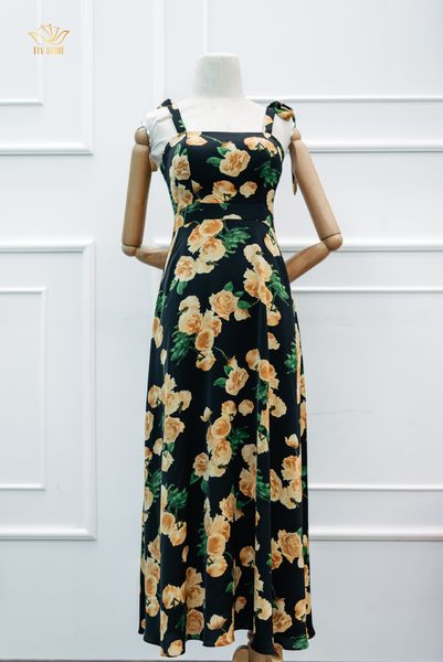Maxi - Cúp ngực 2 dây - Đen hoa vàng - TTV1180