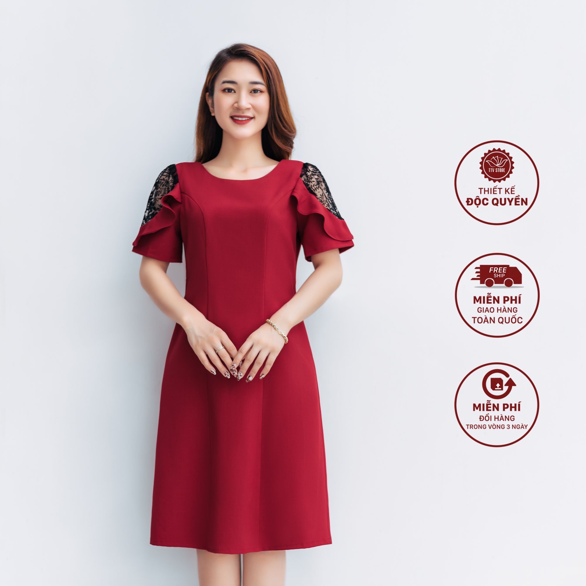 Set váy áo nữ phong cách Hàn Quốc LHA012 (Đỏ đô)