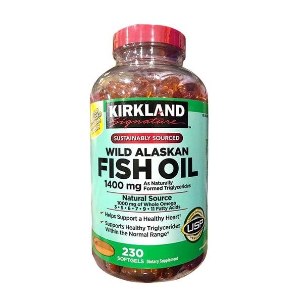 Viên Uống Dầu Cá Kirkland Wild Alaskan Fish Oil 1400mg x 230 Viên