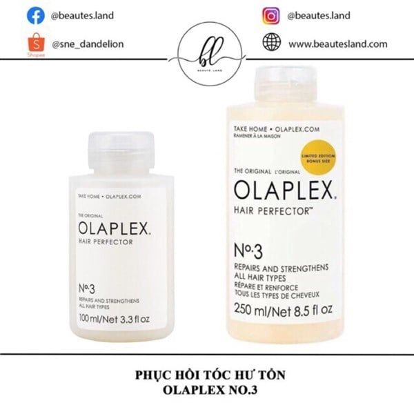 Olaplex Dung Dịch Phục Hồi, Tăng Cường Liên Kết Tóc No.3 100ml