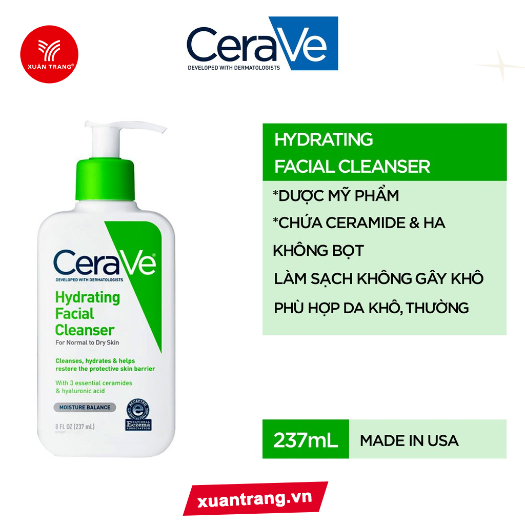CeraVe_Sữa Rửa Mặt Cho Da Khô Hydrating Facial Cleanser 237ml