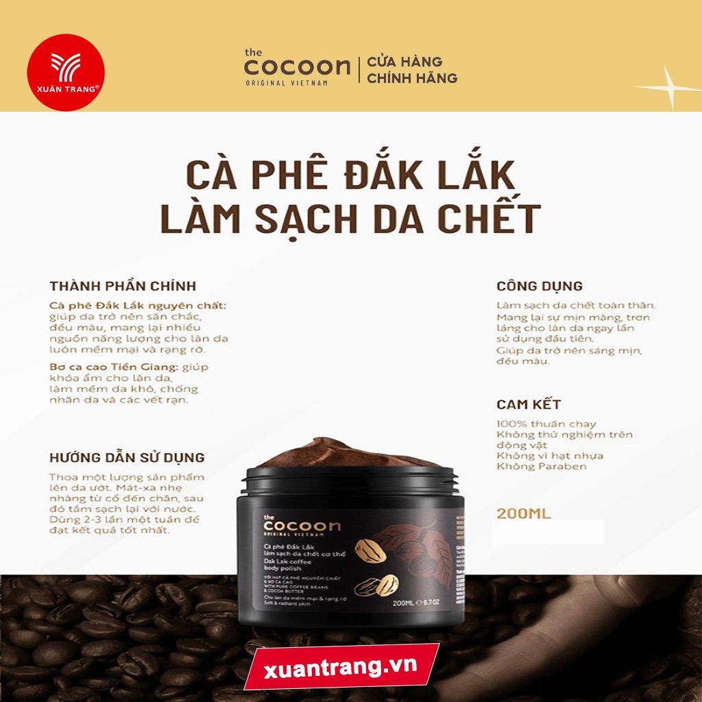 COCOON_Tẩy Tế Bào Chết Toàn Thân Cà Phê Đắk Lắk 200ml