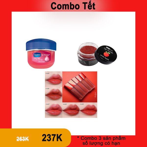 Combo 237K - 3 Sản Phẩm (Son Black Rouge mẫu cũ các màu Beauty Treats_TTBC Môi Các Mùi Vaseline_Son Dưỡng Rosy Lips 7G)