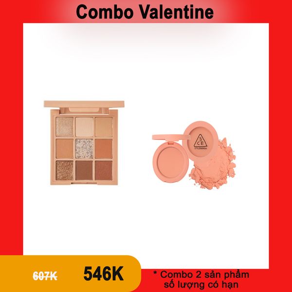 Combo 546k- 2 sản phẩm ( ETUDE HOUSE_Phấn Mắt 9 Ô Play Color Eyes Cookie Chips + 3CE_Phấn Má Hồng Mood Recipe #Nude Peach )