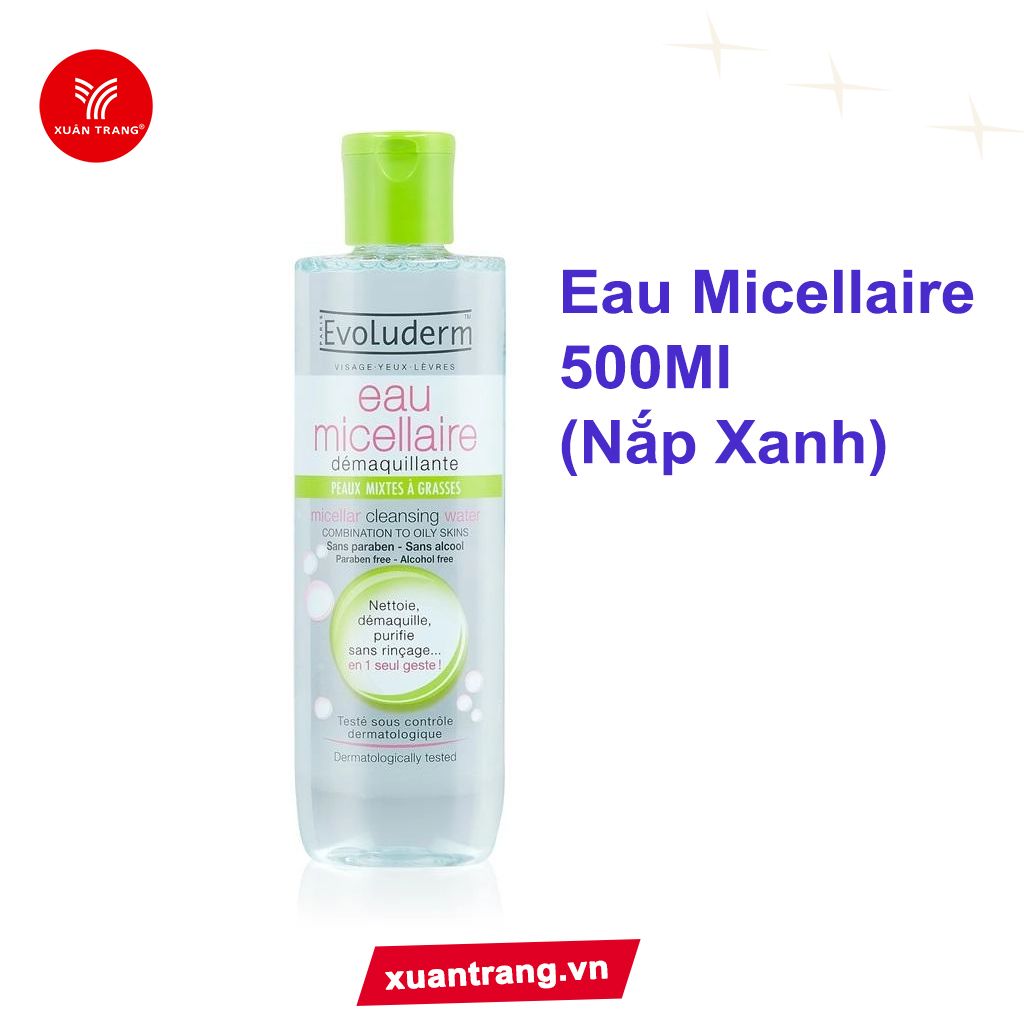 Evoluderm_Nước Tẩy Trang Pháp Eau Micellaire 500Ml (Nắp Xanh)