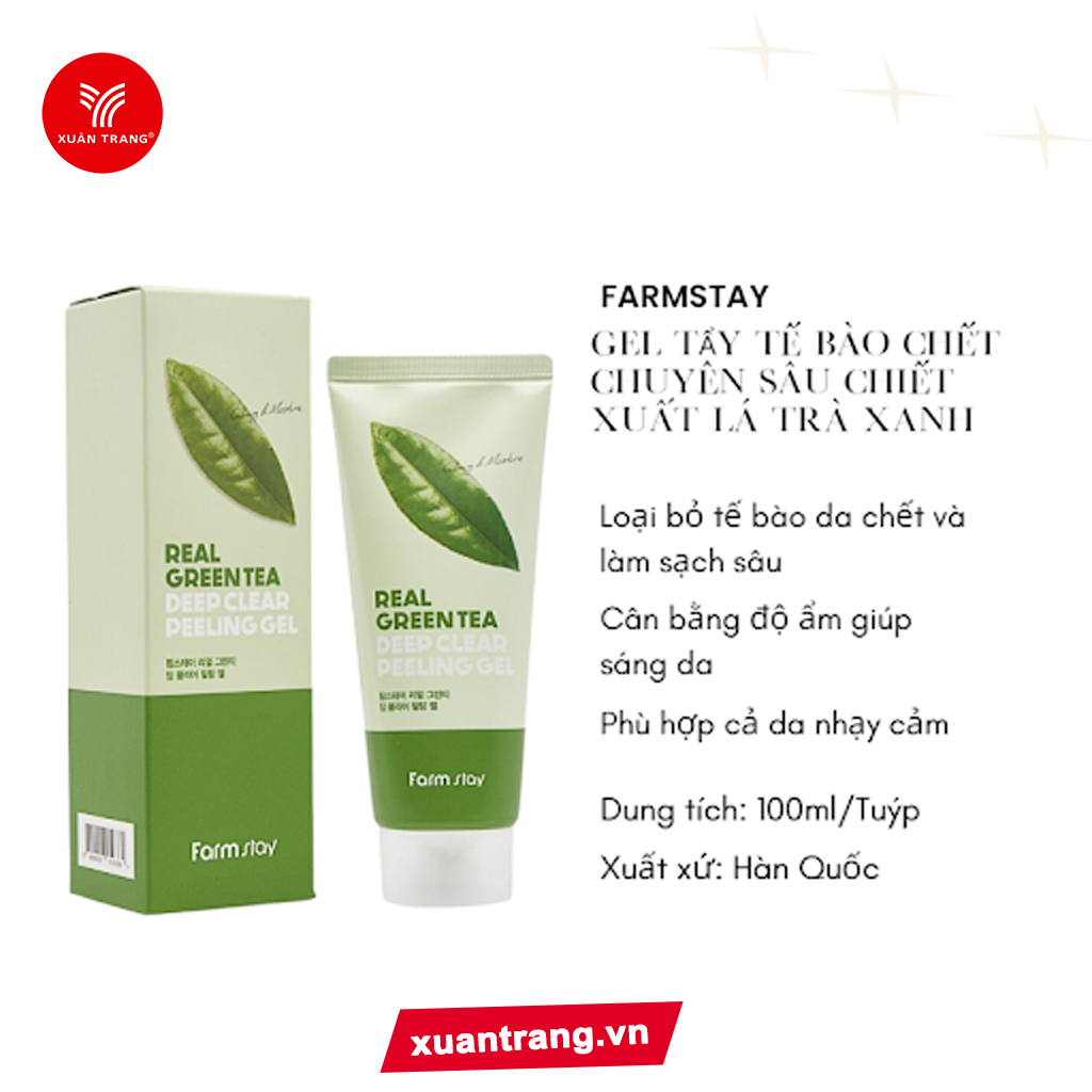 Farmstay_ Gel Tẩy TBC Trà Xanh Mới 100ml