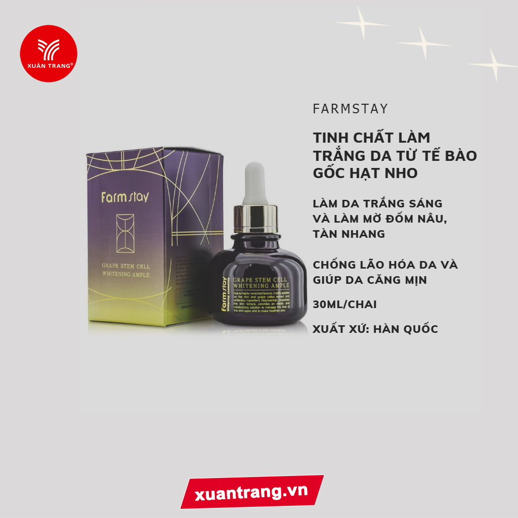 Farmstay Huyết Thanh Làm Trắng Da Từ Tế Bào Gốc Nho 30ml