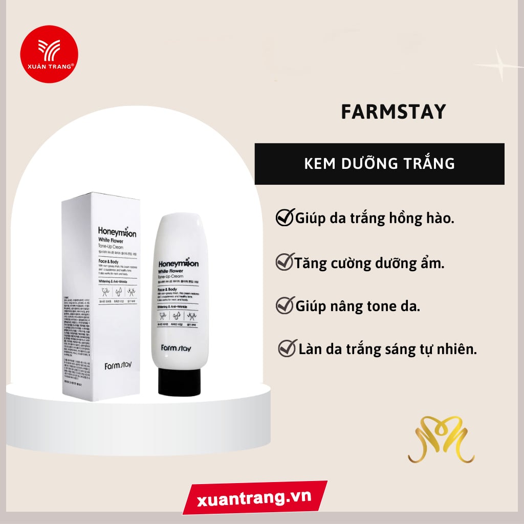 Farmstay_Kem Honey Moon Trắng Da Mặt, Toàn Thân 150Ml