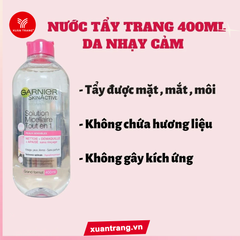 GARNIER_Nước Tẩy Trang Cho Da Thường & Da Nhạy Cảm Nắp Hồng 400ml