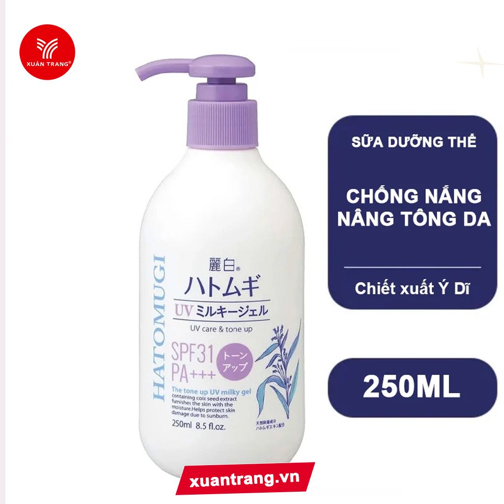 Hatomugi_Sữa Dưỡng Thể Nâng Tông, Chống Nắng SPF31 PA+++ 250ml