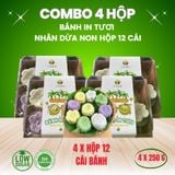  COMBO 4 HỘP BÁNH IN TƯƠI NHÂN DỪA NON HỘP 12 CÁI 