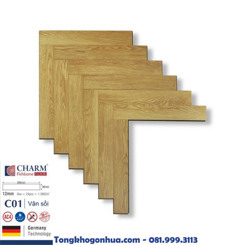 Sàn gỗ xương cá CharmWood 12mm