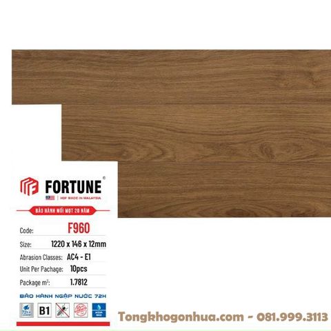 Sàn gỗ công nghiệp FORTUNE 12mm