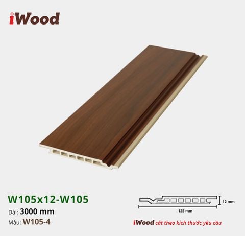 Tấm ốp iWood Hèm U Vuông W105x12-W105