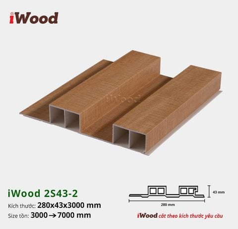 Tấm ốp iWood lam 2 sóng cao W280x43-2S43