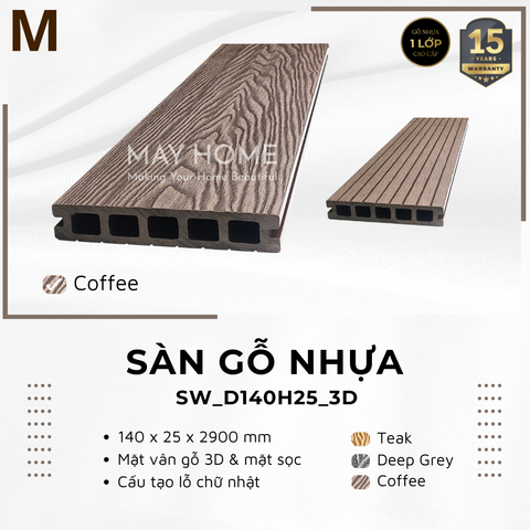 Sàn gỗ nhựa Southwood SW_D140H25 vân 3D