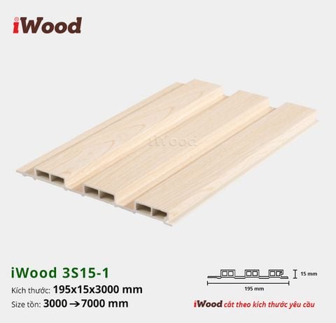 Tấm ốp iWood lam 3 sóng thấp W195x15-3S15