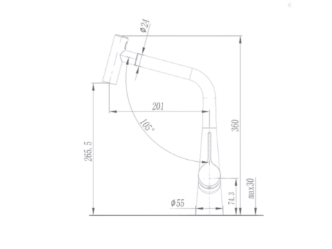 Vòi rửa bát rút dây Paul SChmitt PA333KB
