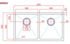 Chậu rửa bát âm bàn 2 hố cao cấp PA8045-U