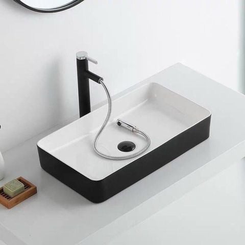 Chậu lavabo rửa mặt Sứ Lavabo Cao Cấp Màu Đen 8147