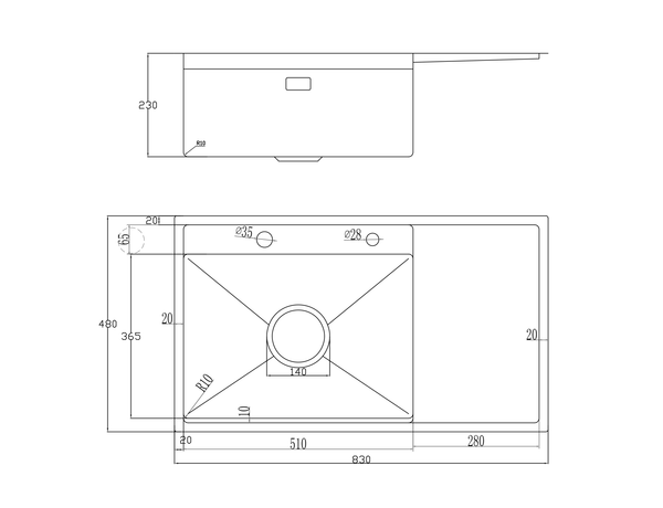 Chậu rửa bát 1 hố lunia NJ557