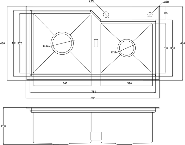 Chậu rửa bát 2 hố lumia NJ512
