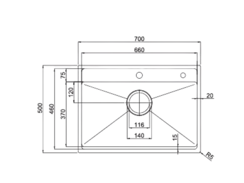 Chậu rửa bát 1 hố Paul Schmitt PA7050-TDA