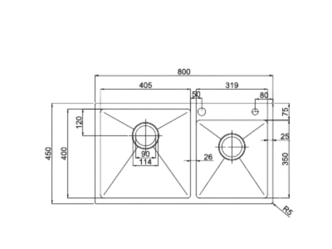 Chậu rửa bát 2 hố Paul Schmitt PA8045-TL