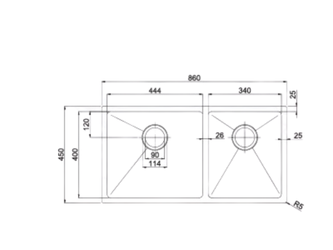 Chậu rửa bát 2 hố Paul Schmitt PA8645-UL