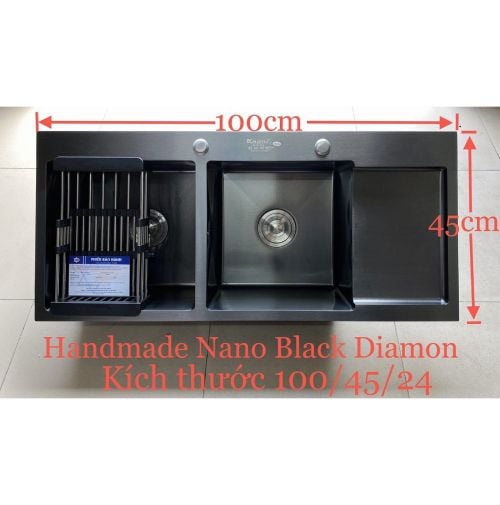 Chậu Rửa Bát Nano Đen 2 Hố Có Bàn 10045