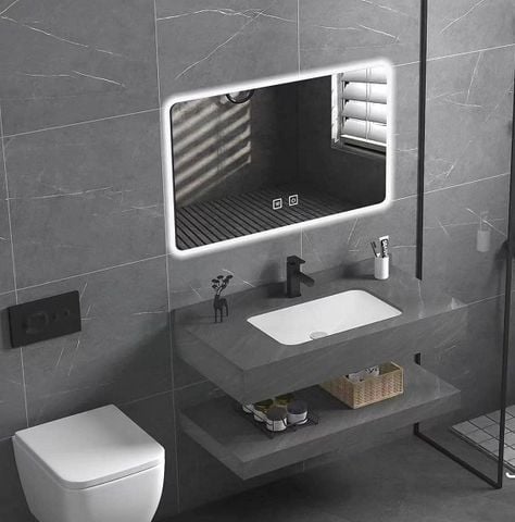 Bộ bàn đá lavabo 2 tầng chống xức 80cm BR 458