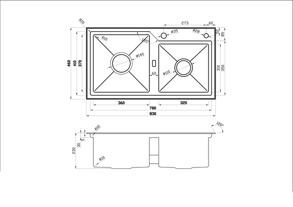 Chậu rửa bát 2 hố lumia NJ513B