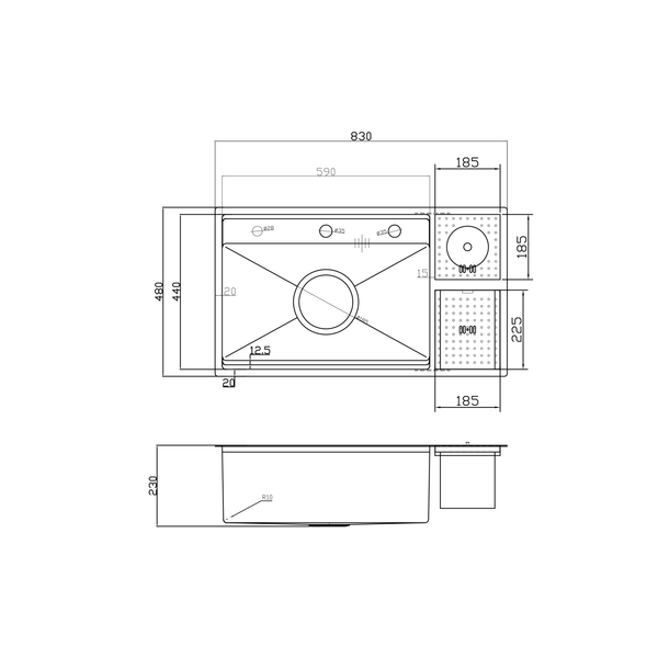 Chậu rửa bát 1 hố lumia NJ510B