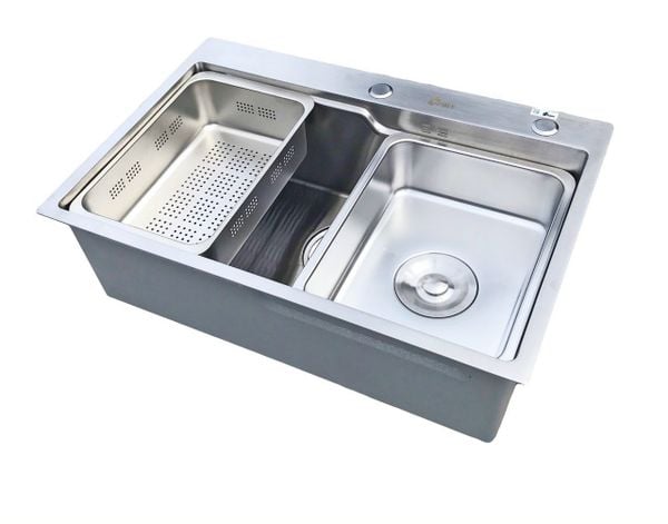 Chậu rửa bát đúc 1 hố 69×46 inox – Lắp âm bàn, chống gỉ bền bỉ