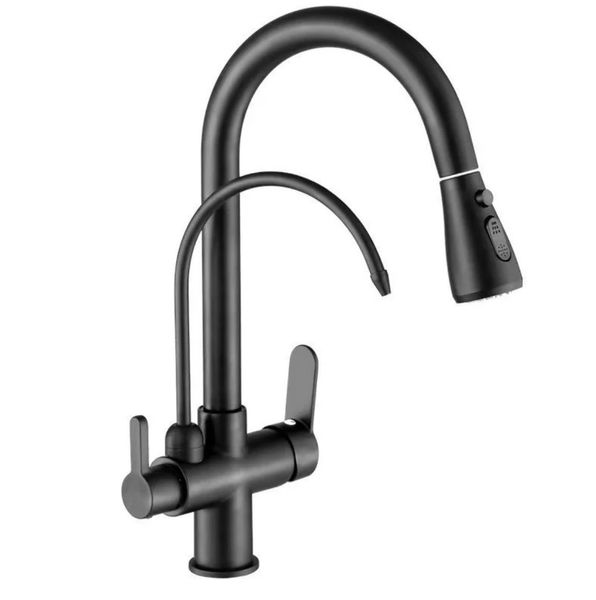 Vòi rửa bát rút có rổ màu đen KB-805B inox – dây rút, chống gỉ bền bỉ