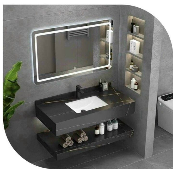 Bộ bàn đá lavabo 2 tầng chống xức 80cm BR 458