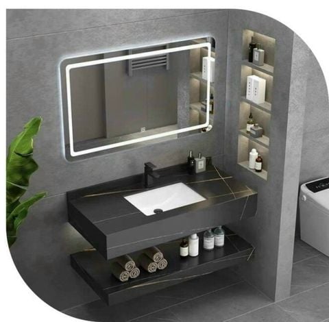 Bộ bàn đá lavabo 2 tầng chống xức 80cm BR 458