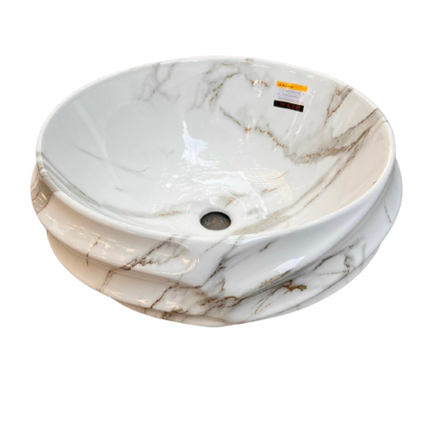 Chậu lavabo rửa mặt nghệ thuật sứ giả đá KB8618-E