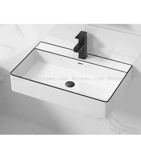 Chậu lavabo rửa mặt viền đen đa năng K1121B kích thước 605x430