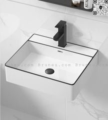 Chậu lavabo rửa mặt viền đen đa năng K1120B kích thước 500x420