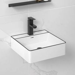 Chậu lavabo rửa mặt viền đen đa năng K1119B kích thước 420x420