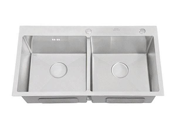 Chậu rửa bát đúc 2 hố lệch K8245 inox – Lắp âm bàn, chống gỉ bền bỉ