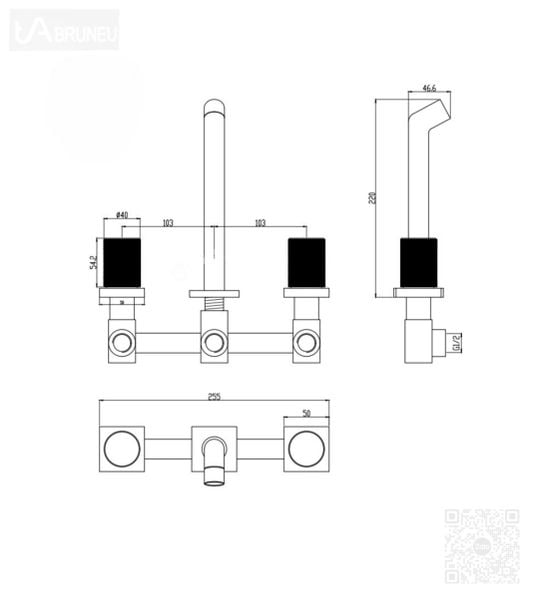 Vòi lavabo âm tường màu đen có chỉnh nhiệt độ H-VT200B2