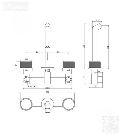 Vòi lavabo âm tường có chỉnh nhiệt độ màu đen H-VT200B1