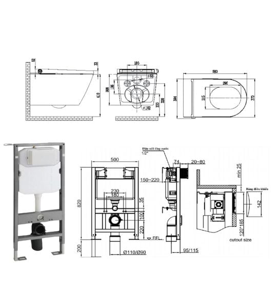 Bồn cầu thông minh treo tường H-BTS236