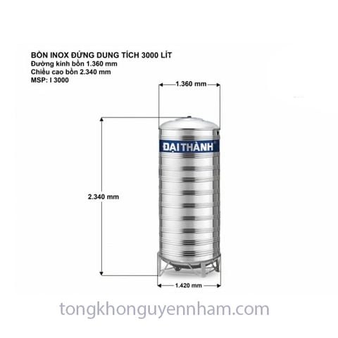 Bồn nước, téc nước inox Tân Á Đại Thành 3000 lít