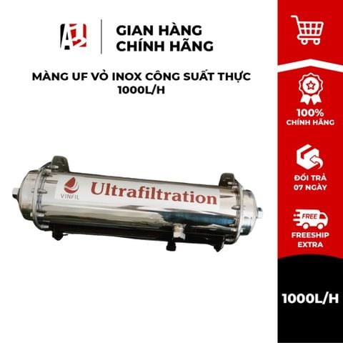Màng UF Vỏ Inox Công Suất Thực 1000L/h, Phi 127x530mm Hoặc Phi 102x970mm
