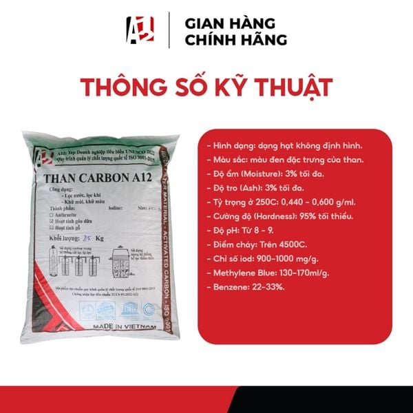 [Bao 25KG] Than Hoạt Tính Gáo Dừa Slanper Iodin 300-500mg/g - Vật Liệu Lọc Nước, Lọc Khí, Khử Màu Mùi Hiệu Quả